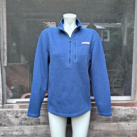 Vineyard Vines Heather Blue Half Zip Pullover Sweatshirt~S~ - Picture 1 of 6